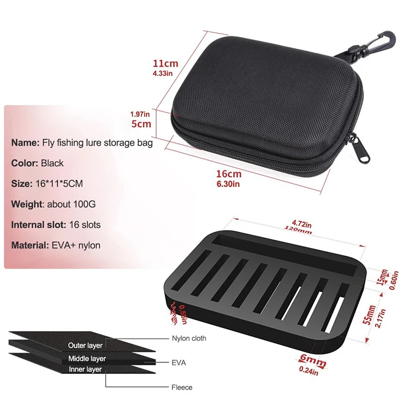 Una caja negra con cremallera y mango