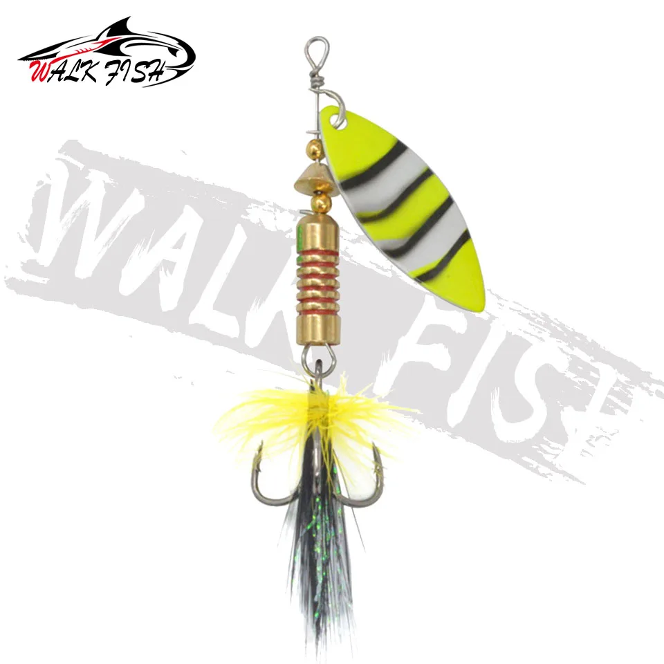 WALK FISH-señuelo giratorio de 6g, cebo duro, cuchara, pluma, anzuelo triple, Crankbait, lubina, Wobblers, 1 unidad - imagen 4