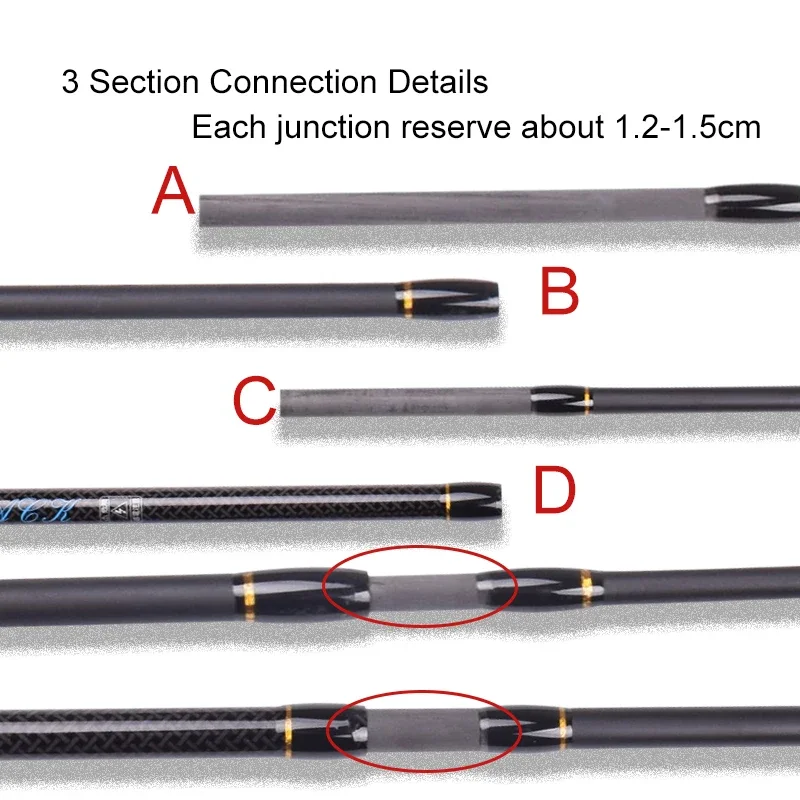 Mavllos YKing-caña giratoria para pesca de lubina, señuelo de línea de 10-25g, 12-25lb, 3 secciones, perca de carbono ligera portátil, caña de pescar de fundición - imagen 4