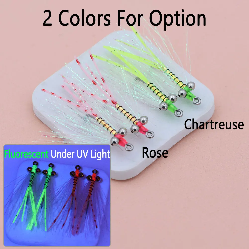 Bimoo 6 piezas # 4 ojos de cadena Crazy Charlie mosca con púas anzuelo de mosca de hundimiento rápido Bonefish Bass Tarpon Señuelos de pesca de mar de agua dulce - imagen 5