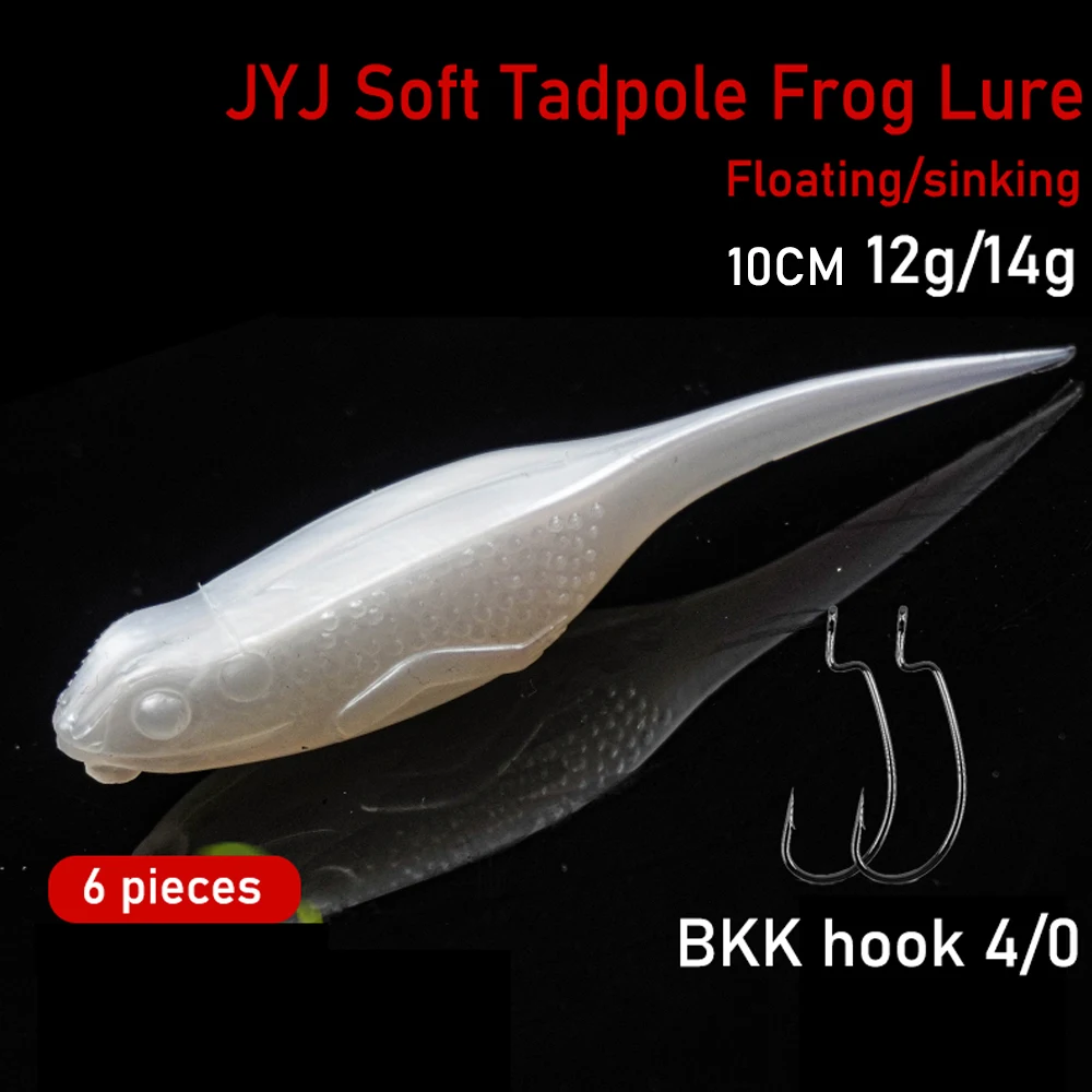 JYJ 6 piezas 10cm 12g/14g hundimiento o flotante rana suave renacuajo señuelo cebo aparejos de pesca wobbler pesca artificial cebo de natación - imagen 4