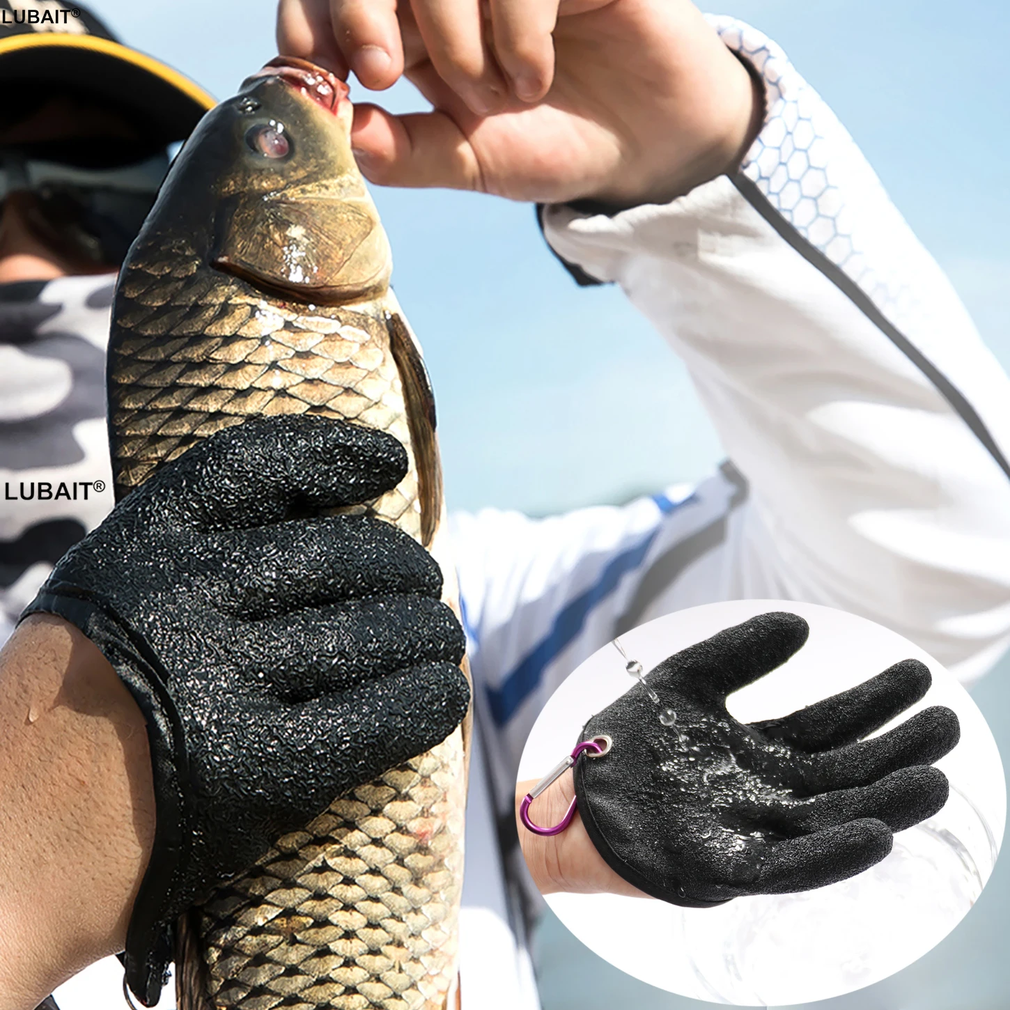 Guantes de pesca para atrapar peces, antideslizantes, duraderos, de punto, con dedos completos, impermeables, para trabajo, cierre a prueba de cortes, ropa izquierda y derecha, protege la mano - imagen 2