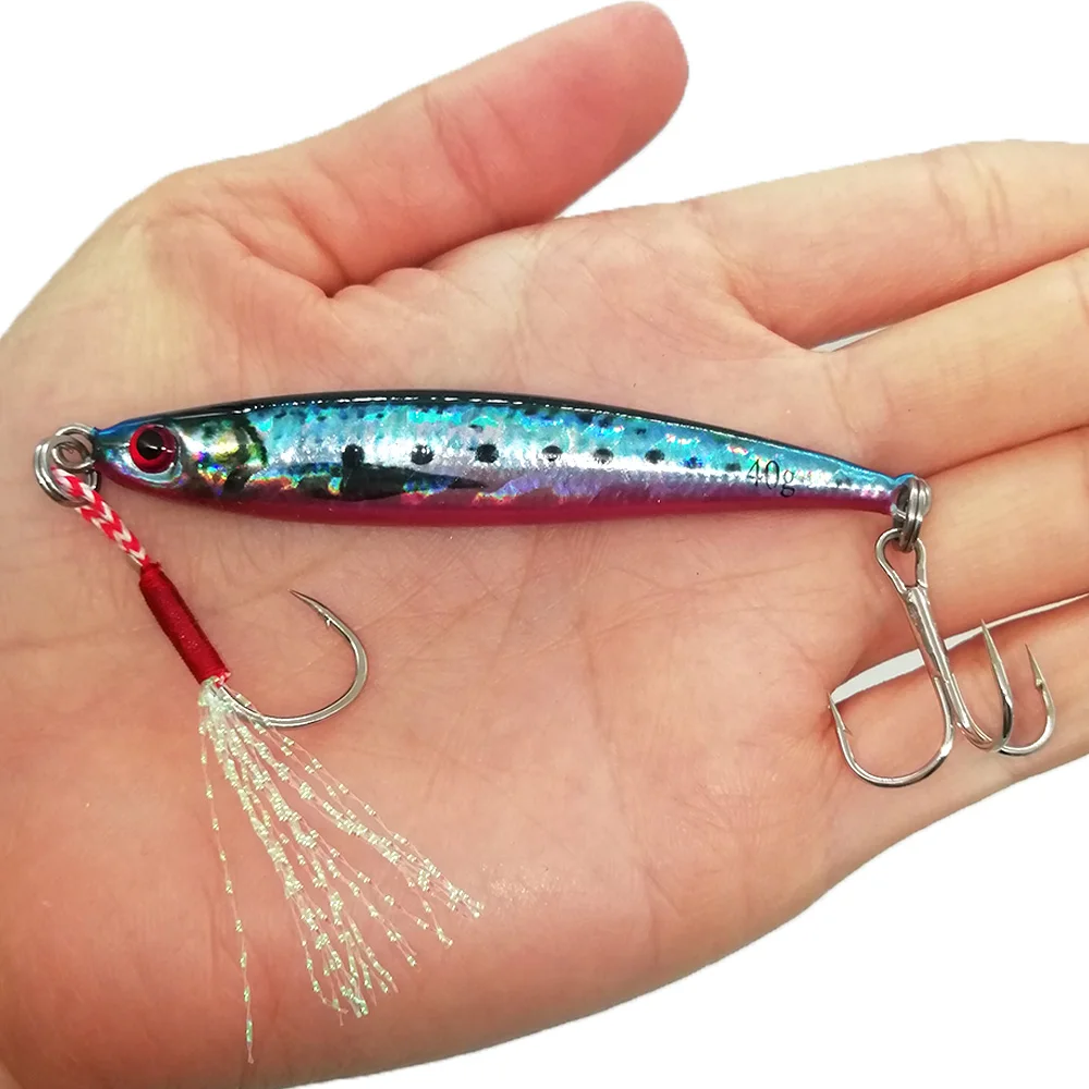 Plantilla de Metal con impresión 3D, 20g, 40g, 80g, aparejos de cebo para lubina, trucha, Shore, plantillas fundidas, atún, agua salada, señuelo de Jigging lento, pesca en mar - imagen 5