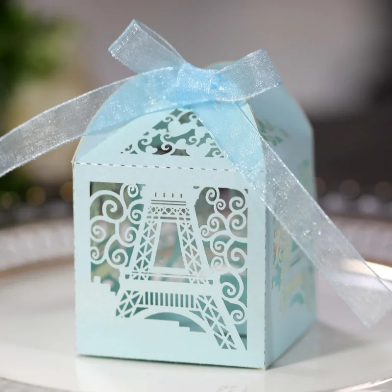 Caja de dulces Torre Eiffel creativa para boda - imagen 4