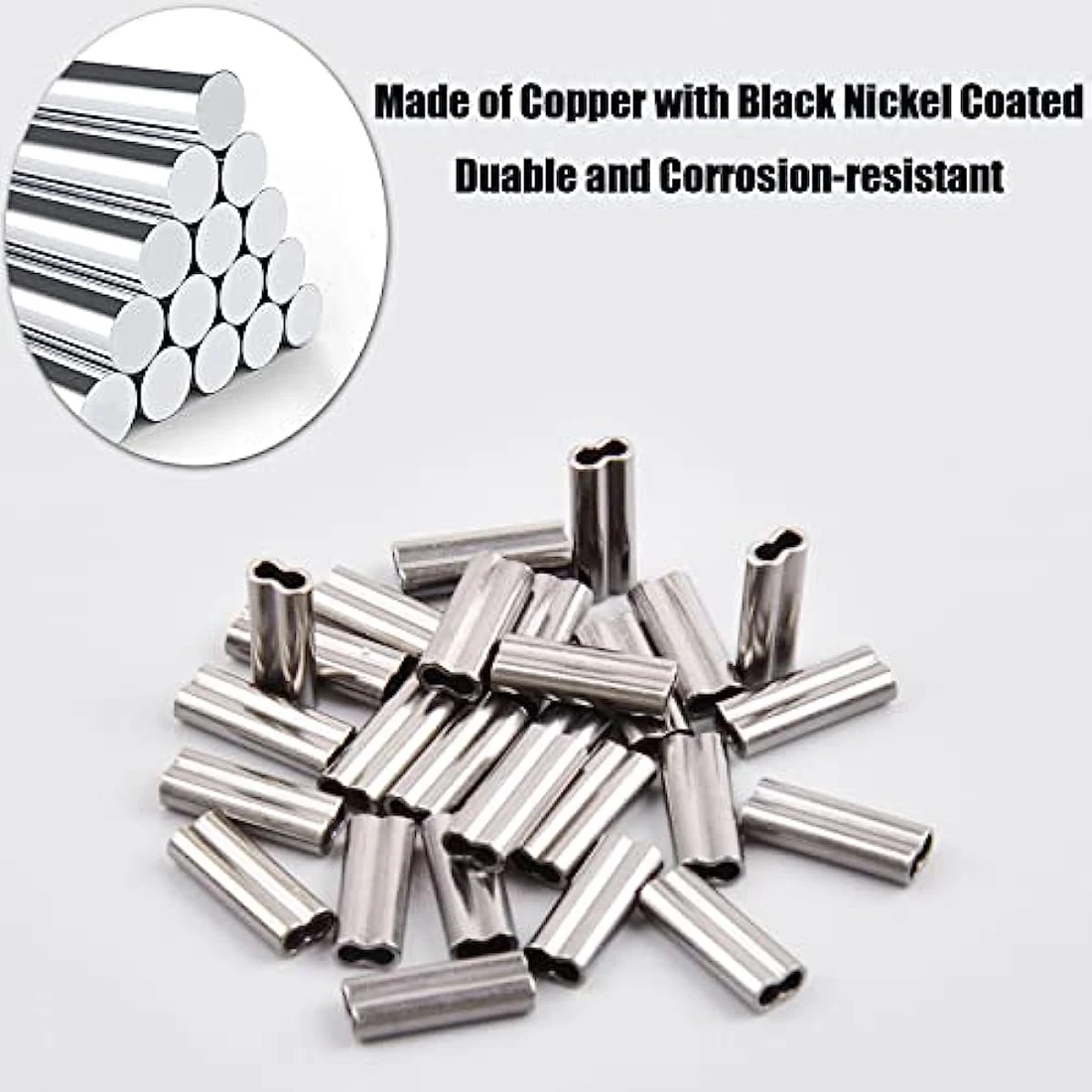 200 Uds. Manguitos de pesca de prensado, tubo de pesca de doble engarzado de cobre, línea de pesca, manga de engarzado, líder de alambre, aparejos de pesca, conector - imagen 5