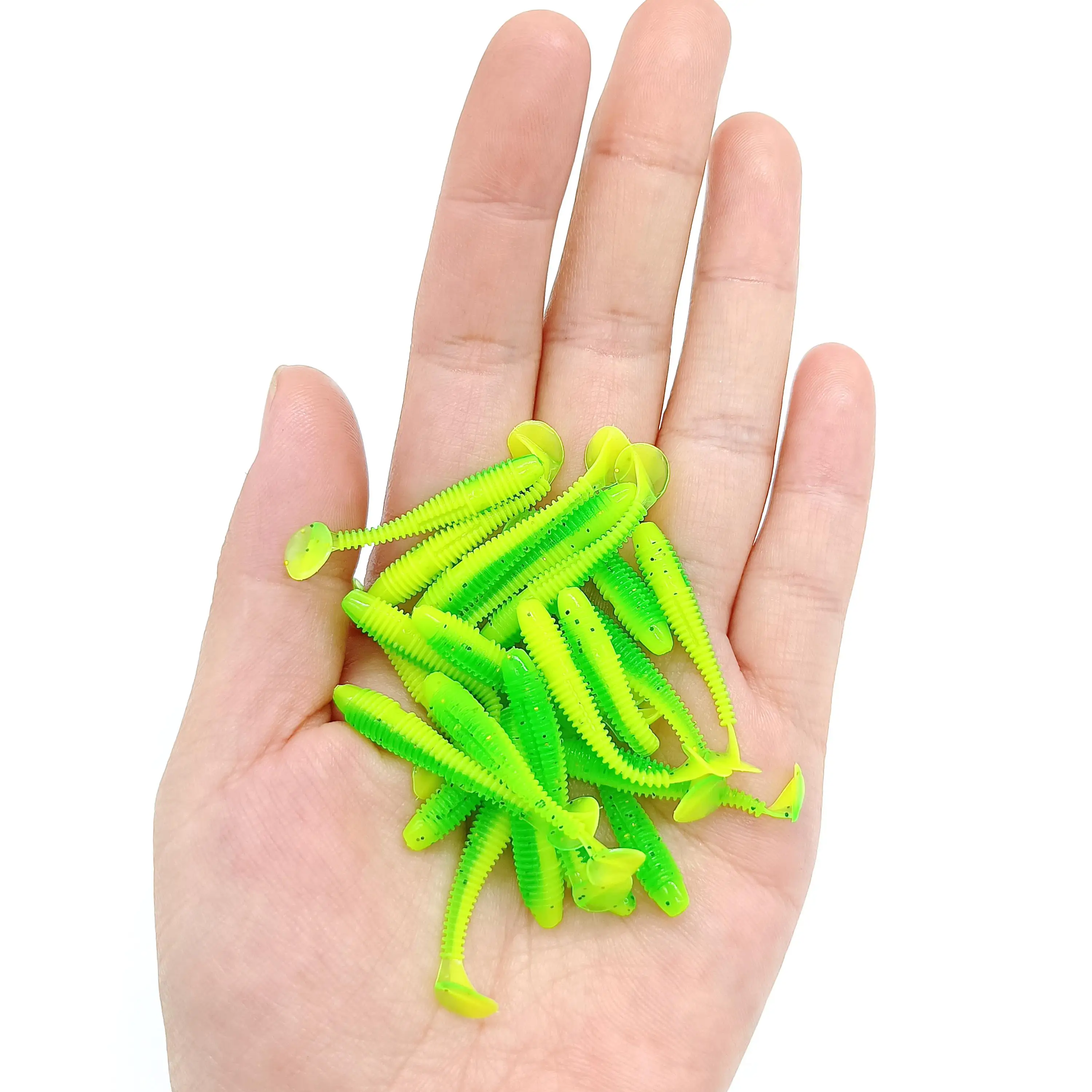 DUODUOYU-Mini señuelo de Pesca suave, 10 piezas, 0,37g/3,5 cm, pequeño Ttail, gusano, Wobbler Isca, carpa, cebo Artificial, aparejos de Pesca