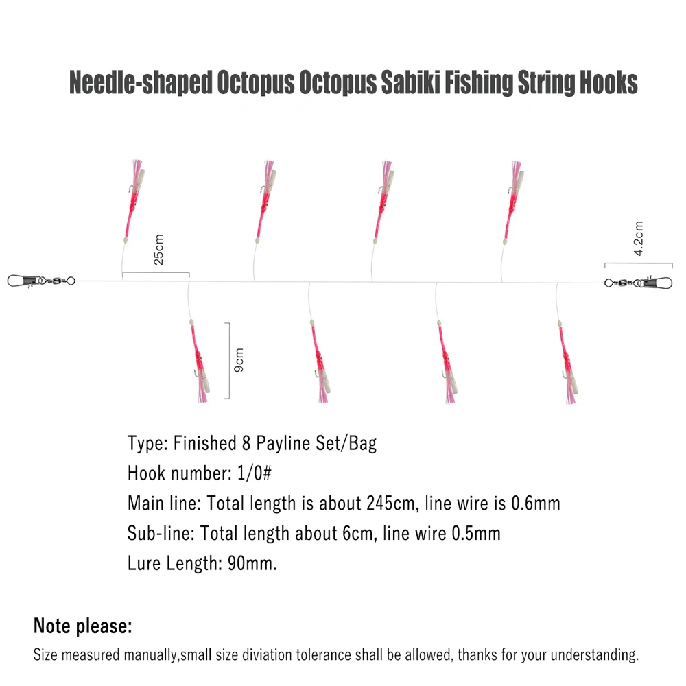 Cebos blandos para pesca en agua salada, cebos Sabiki de anguila con peces pequeños blancos, cuerda de camarón, aparejos Sabiki, 1/0 #, 5 unidades por lote - imagen 5