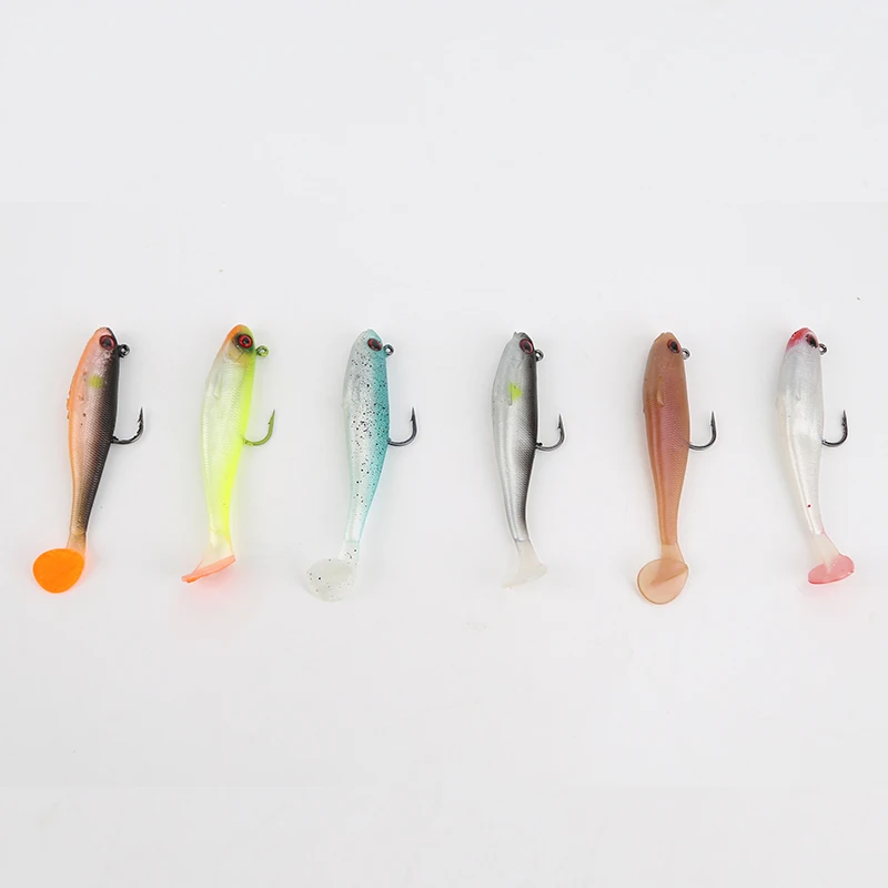 Señuelo de pesca con cola en T de 12g y 9cm, cebos de natación, cabeza de cebo suave, cebo suave con anzuelo de cabeza de plantilla, Swimbait de goma Artificial - imagen 2