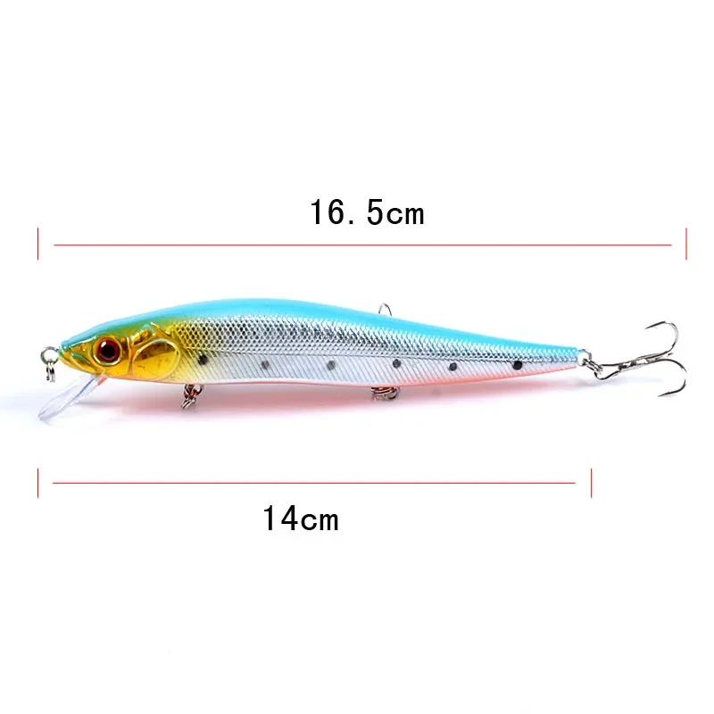 1 unids/lote 14 cm 23,7 g señuelo de pesca Minnow cebo duro con 3 anzuelos aparejos de pesca señuelo ojos 3D envío gratis - imagen 3