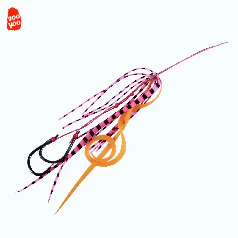 LUYA-falda de seda de silicona para hombre, anzuelo de pesca de Jigging, cinta, bigote, falda, ganchos a juego, anzuelos de atado - imagen 4