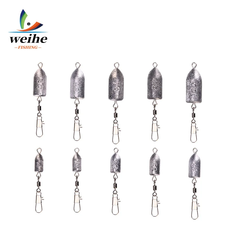 Plomada tipo bala WEIHE – Doble anillo giratorio para pesca deportiva