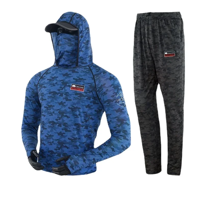 Vista trasera del conjunto de chaqueta y pantalón de pesca