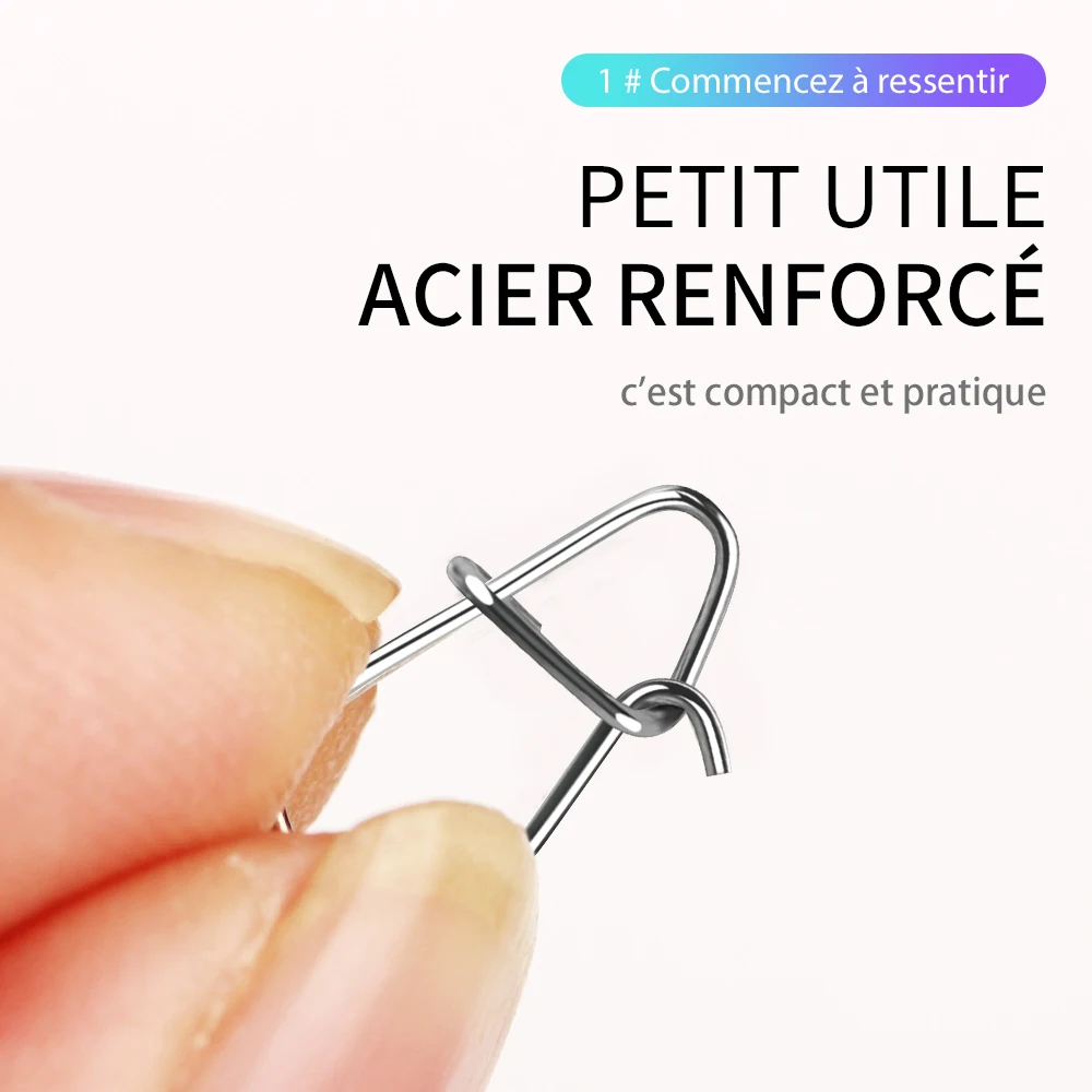 FISH KING-conector de pesca de acero inoxidable, cierre de Clip rápido, anillos giratorios sólidos, broches de seguridad, herramienta de gancho de pesca, 100 Uds. - imagen 3