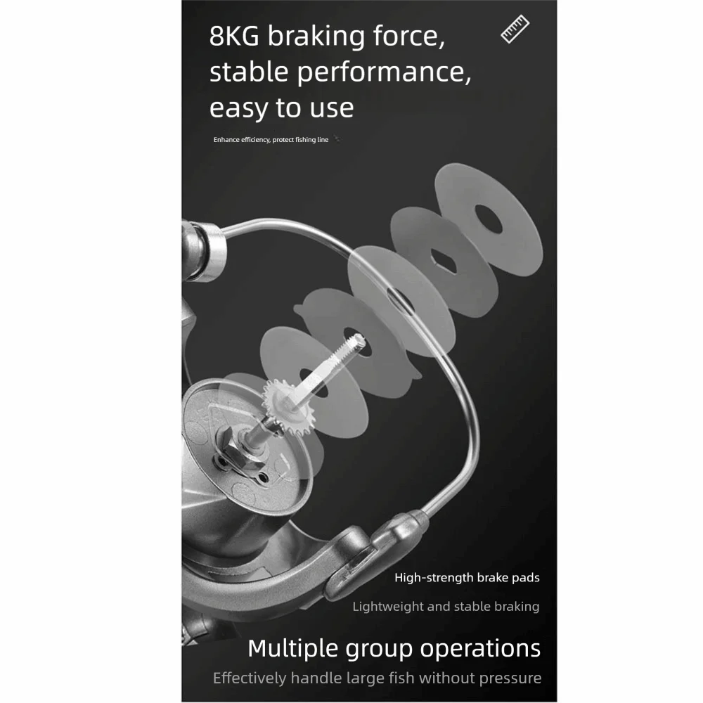 Carrete de pesca giratorio con relación de engranaje 5,2: 1, modelo 1000-7000, equilibrio antivibración, rueda de sedal de pesca de mar, copa de sedal de Metal resistente al desgaste - imagen 5