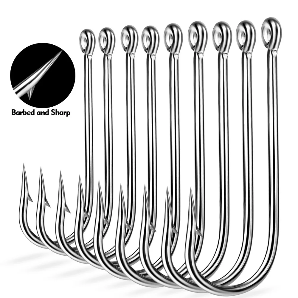 100Pcs High Carbon Steel Fishing Hook Long Handle Barbed Worm Hook With Ring Live Bait Fishing Hook Carp Fishing Accessories - imagen 2