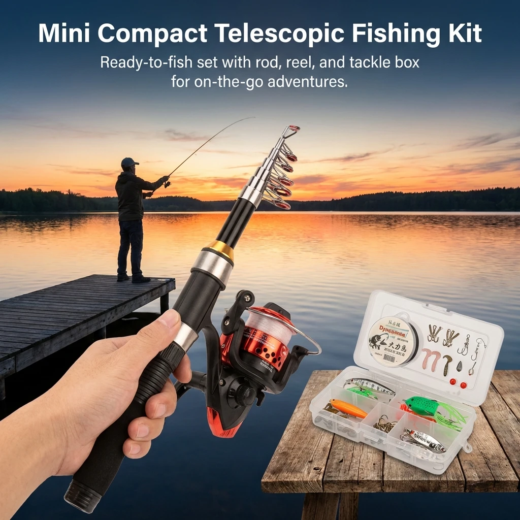 Caña telescópica fibra de carbono – Mini portátil pesca deportiva