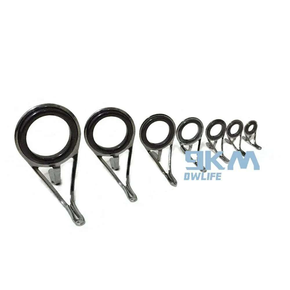 Kit de reparación de cañas 50 Uds ~ 120 Uds componentes de construcción de cañas de Jigging 4mm ~ 38mm guías de caña de pescar de acero inoxidable Kit de reparación de anillos de cerámica - imagen 3