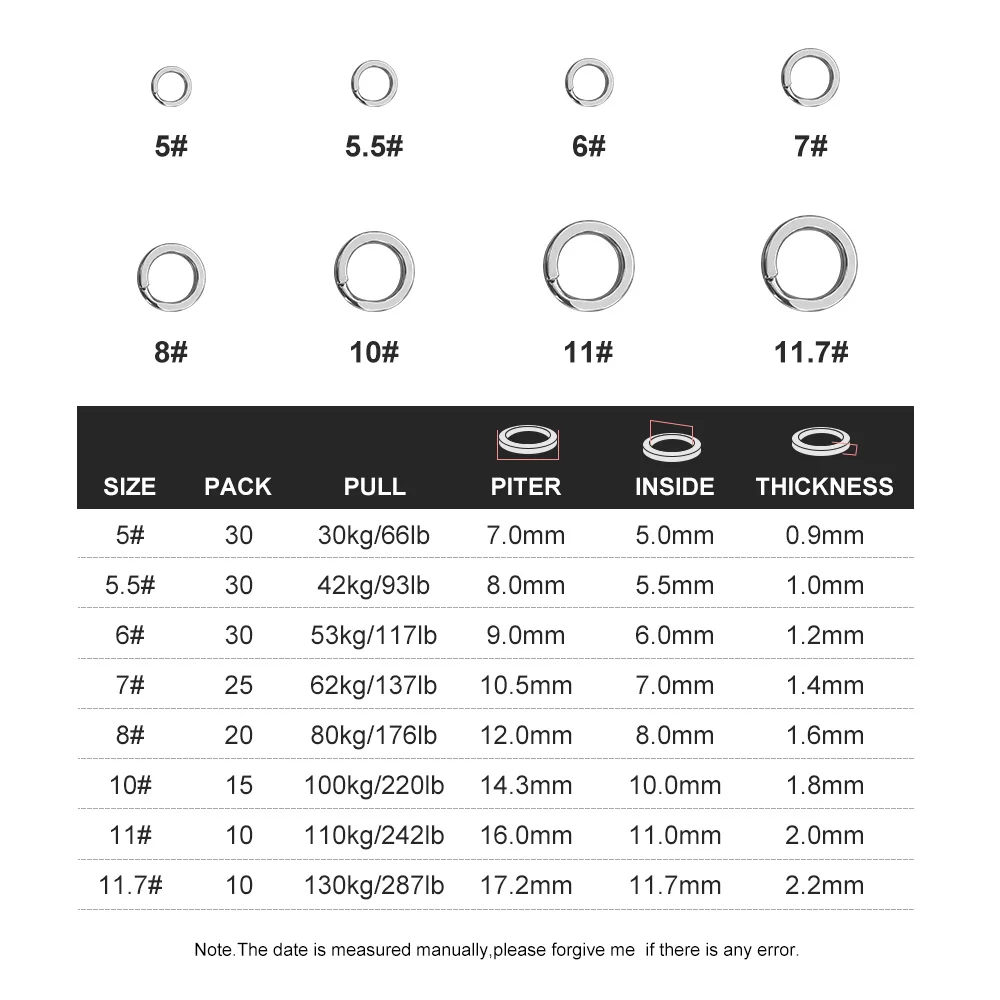 Noeby-anillos divididos de acero inoxidable, doble anillo de pesca resistente para juego Jigging GT, tracción de alta resistencia, aparejos de pesca de mar de 130kg - imagen 2