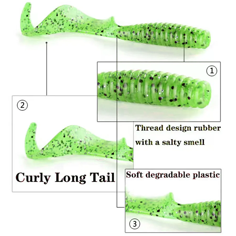 Cebo de cola larga para pesca, cebo Artificial de silicona suave, cebo falso, carpa, sábalo, Wobblers, aparejos de pesca, 12 piezas - imagen 4
