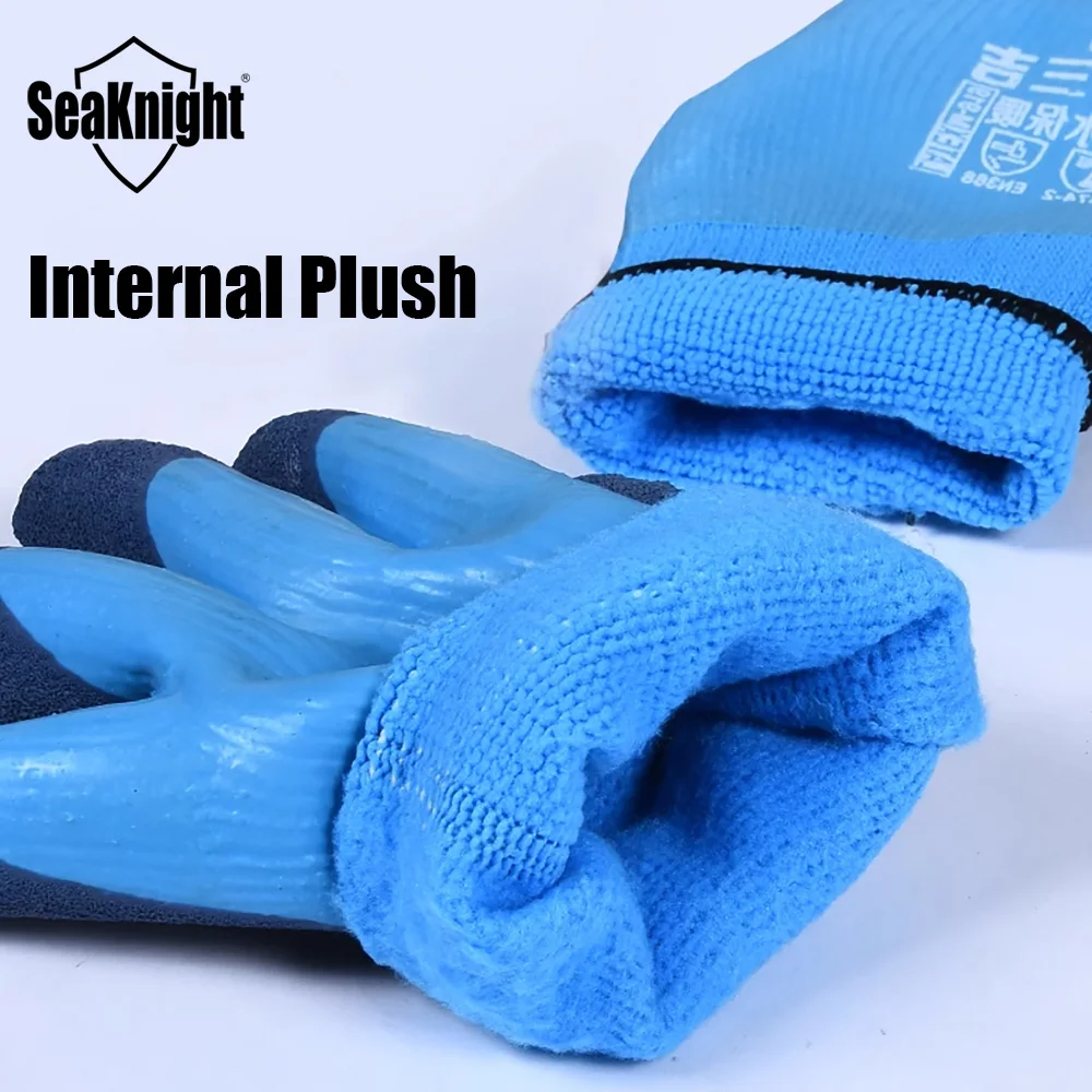 Nuevos guantes de pesca Seaknight, guantes de felpa totalmente impermeables, juego de guantes calientes para invierno y exteriores, aparejos de pesca impermeables de doble cara - imagen 3
