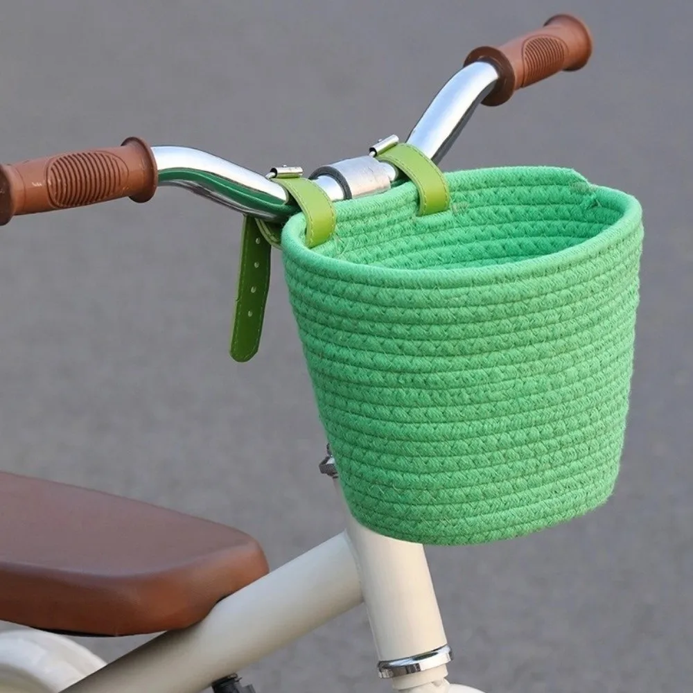 Lindo con asa de cuerda cesta de bicicleta extraíble de gran capacidad bolsa de transporte de bicicleta Color sólido cesta de manillar de bicicleta - imagen 5