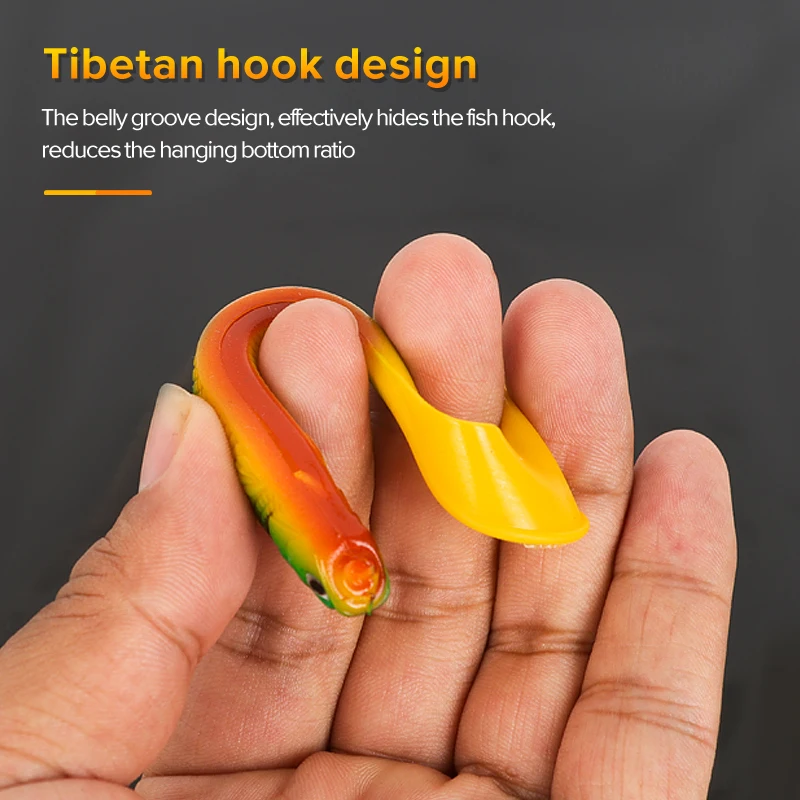 Señuelos de Pesca de cola larga, cebo blando de silicona Artificial 3D, Wobblers para carpa, Lucio, trucha, 12,5 cm, 6,5g, 4 unidades - imagen 4