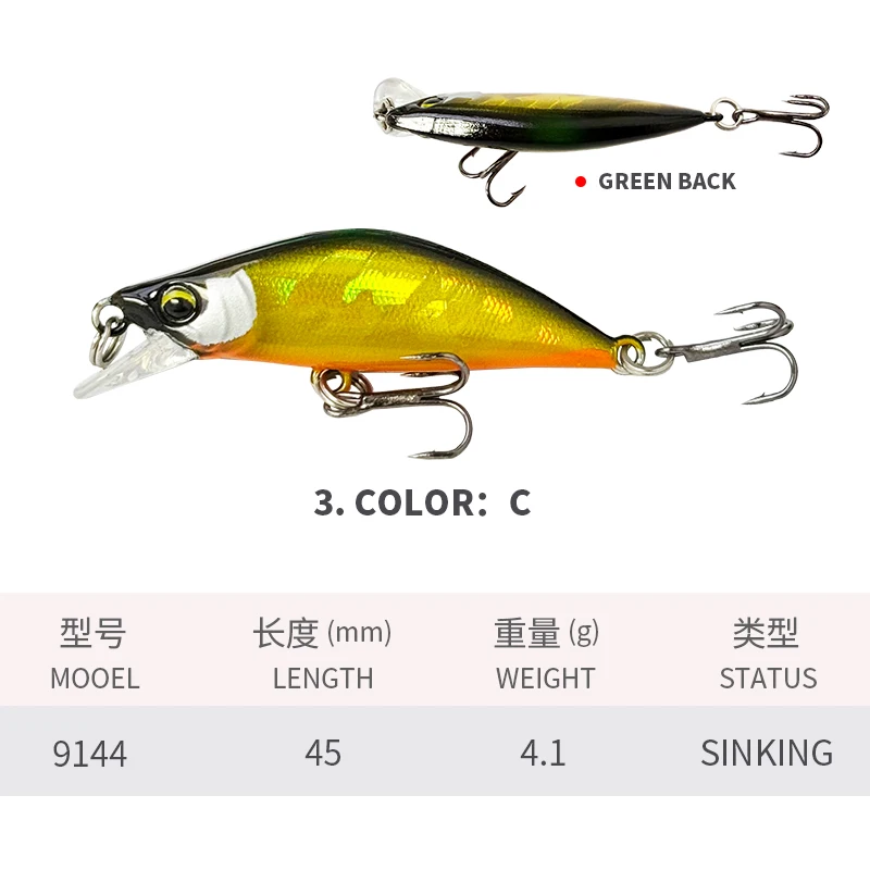 ALASICKA 1 Uds Mini pececillo hundido 4,5 cm/4,1g trucha lubina cebos duros artificiales de plástico Wobbler para Lucio Pesca equipo de Pesca - imagen 2