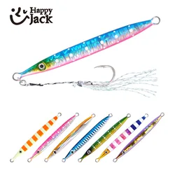 HappyJack Metal Jigging rápido hundimiento 15G 25G 30G plantilla de Metal luminosa pesca Jigbait cuchara cebos Jig señuelo lápiz plantilla