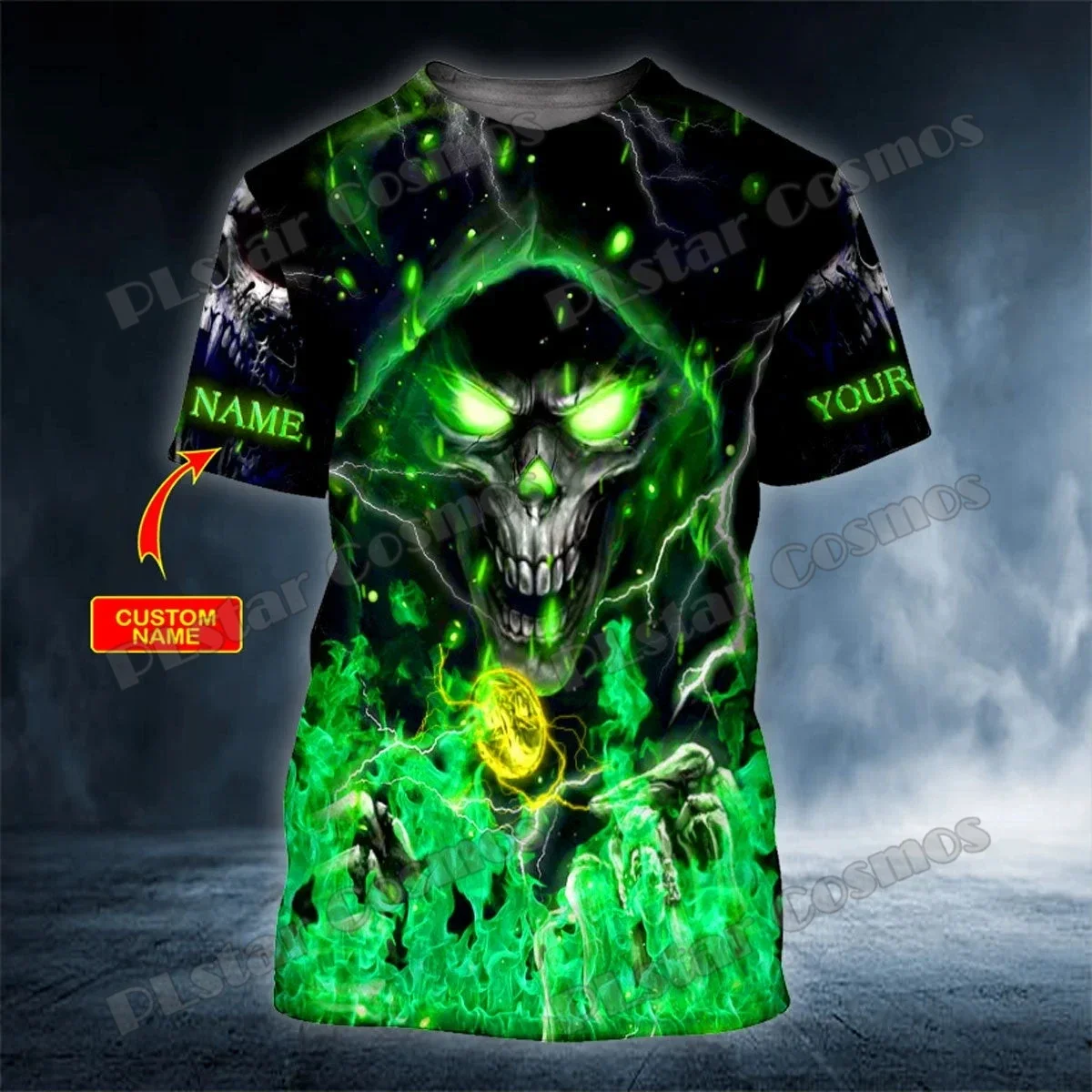 Grim Reaper Chess Death Skull nombre personalizado 3D impreso camiseta de moda para hombres verano Unisex pantalón corto Casual camiseta de manga TX313 - imagen 4