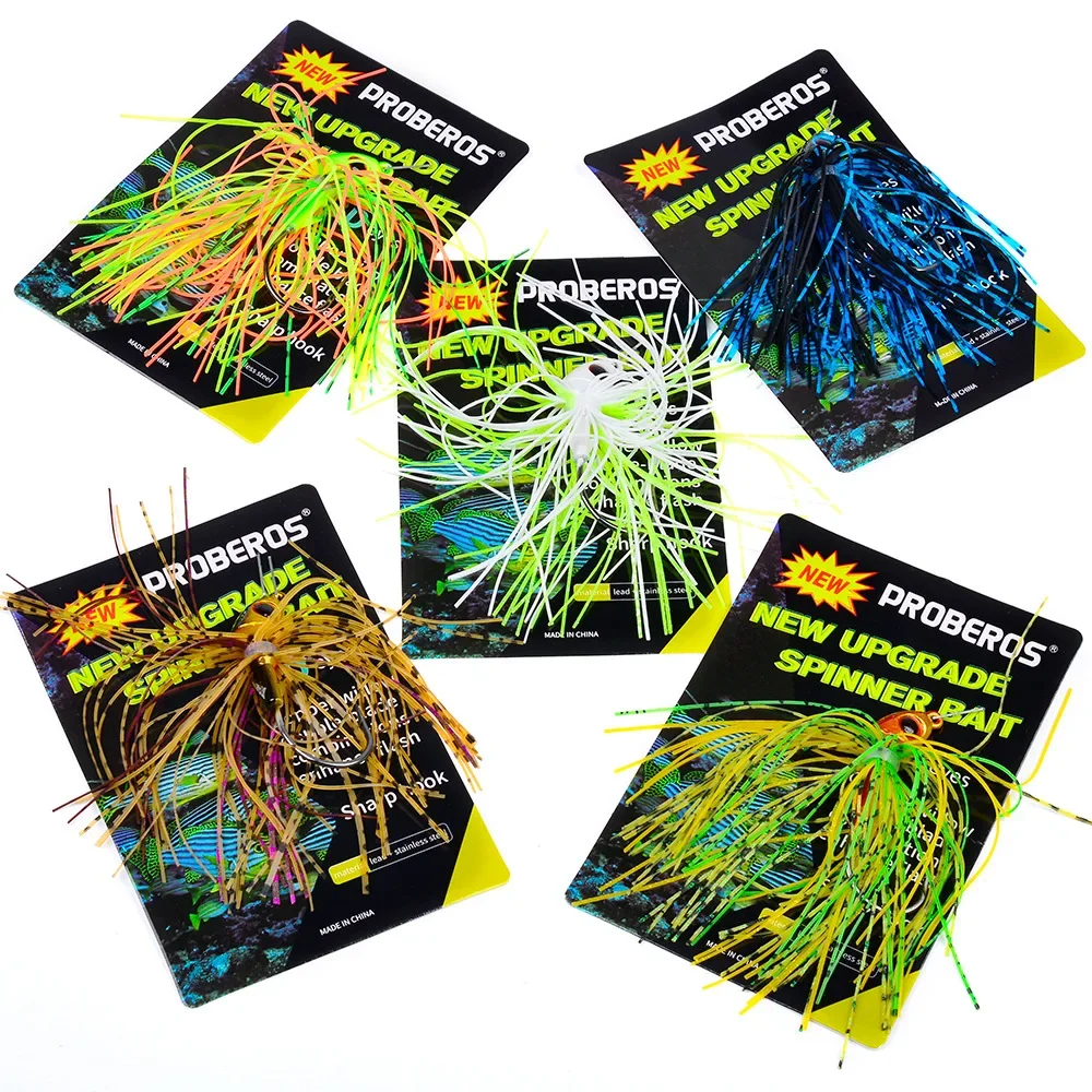 PRO BEROS 7g 10g 14g 7g Spinnerbaits señuelo de pesca cebo de alambre plantilla de lubina sin malezas con falda cebo suave para agua dulce y salada - imagen 5