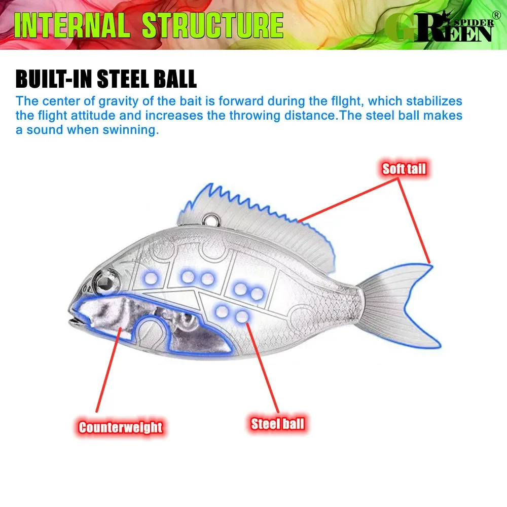 Señuelo de pesca hundido de 50mm y 11g, señuelo VIB para lubina, señuelo de pesca con vibración, cebo de pesca de agua de mar y agua dulce - imagen 5