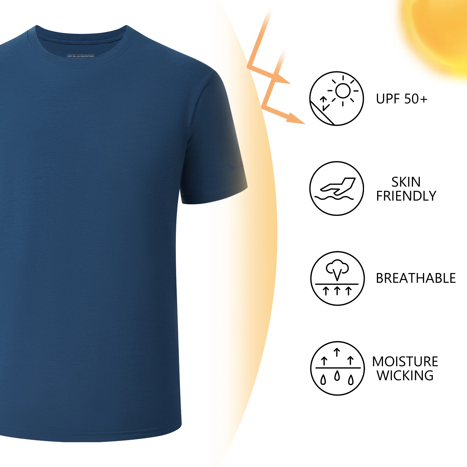 BASSDASH-Camiseta de mezcla de algodón Ultra suave para hombre, camisa de protección solar UPF 50 +, manga corta, ligera, fresca, informal, básica - imagen 4