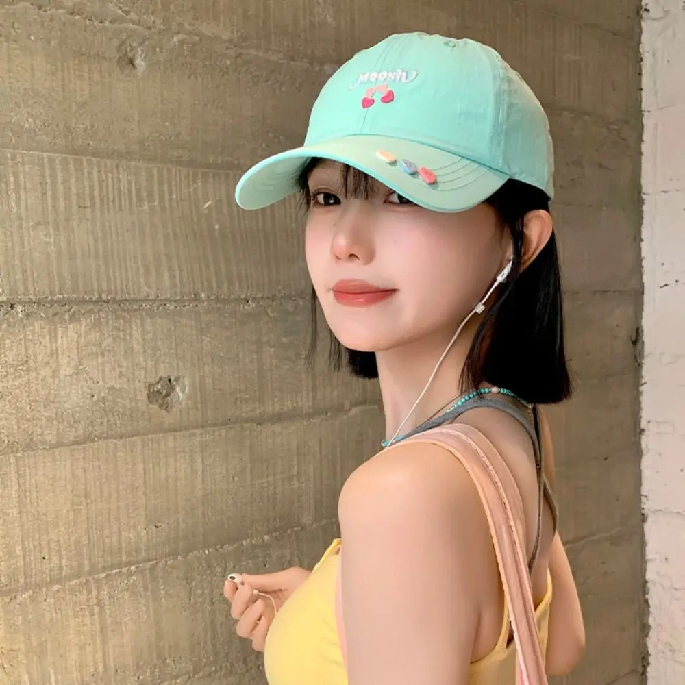 Sombrero para correr Gorra de béisbol de algodón cereza transpirable ajustable Casual sombrilla sombrero suave cómodo ala ancha gorra de cabeza grande Unisex - imagen 3