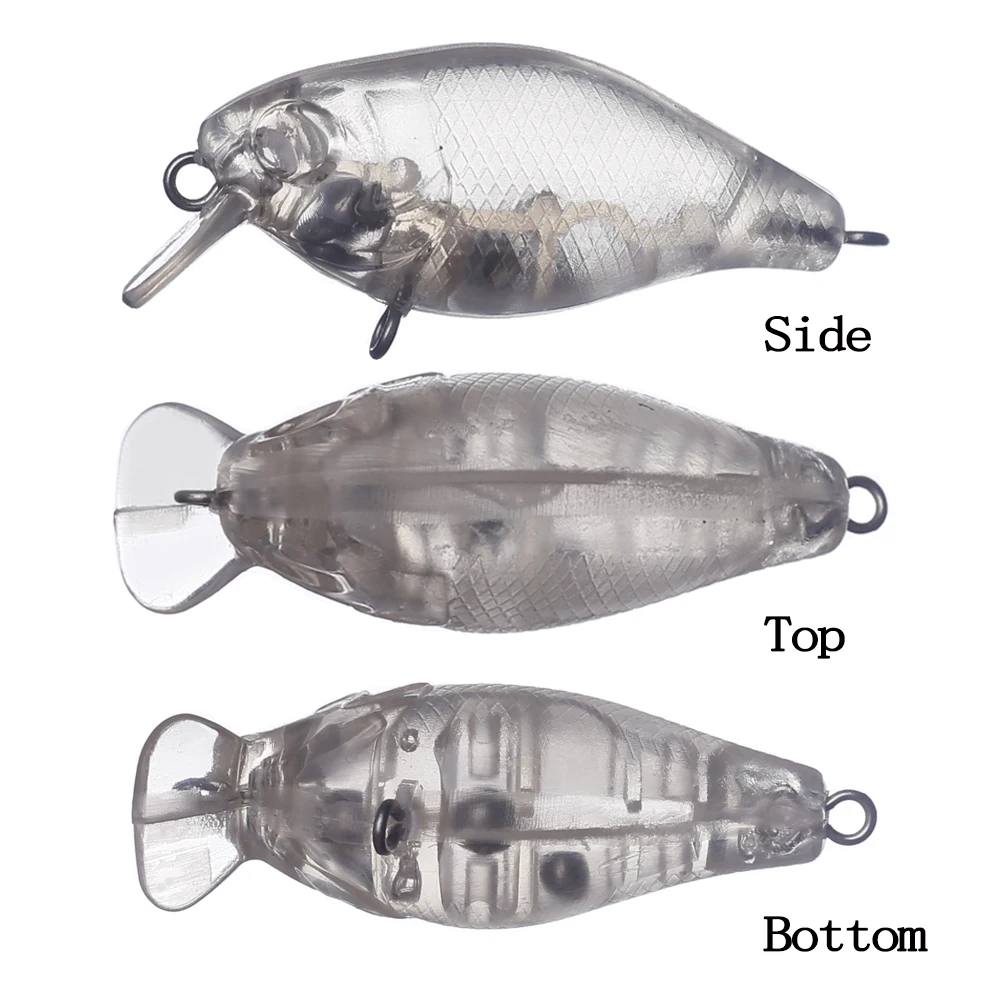 Chan'sHuang-cebos transparentes de 45mm y 3,4g, cascabeles flotantes, Mini Crankbait, aparejos de señuelo de pesca hechos a mano, sin pintar, 20 piezas - imagen 2