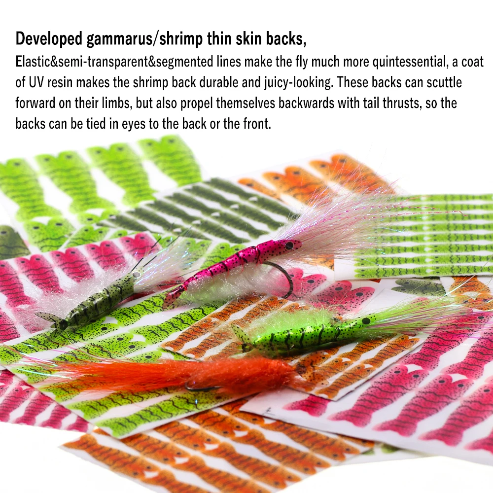 Wifreo-película trasera de camarón realista, cebos para atar moscas, piel fina, gambas, Scud, segmento trasero, envoltura corporal, materiales para atar moscas, 2/4 paquetes - imagen 5