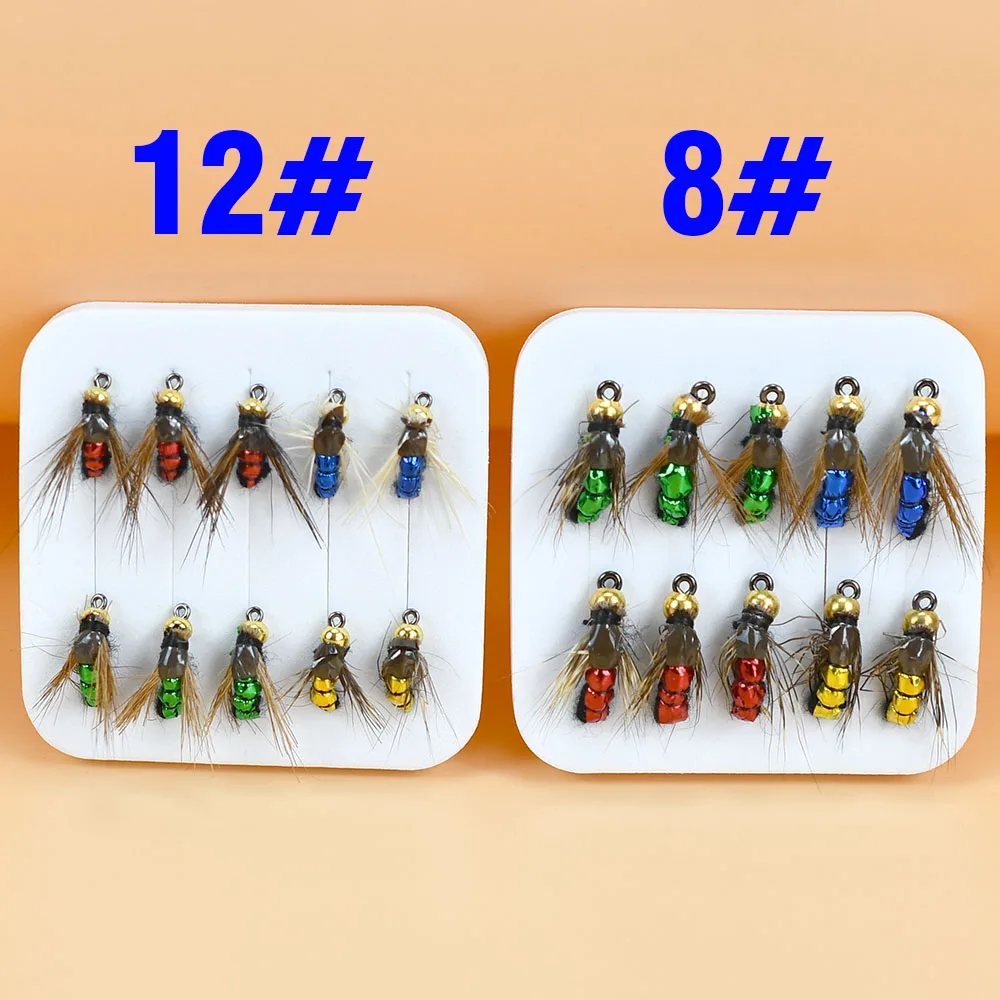 Señuelos de pesca con mosca MNFT mosca ninfa hundible 4 colores cabeza de cuentas - imagen 5
