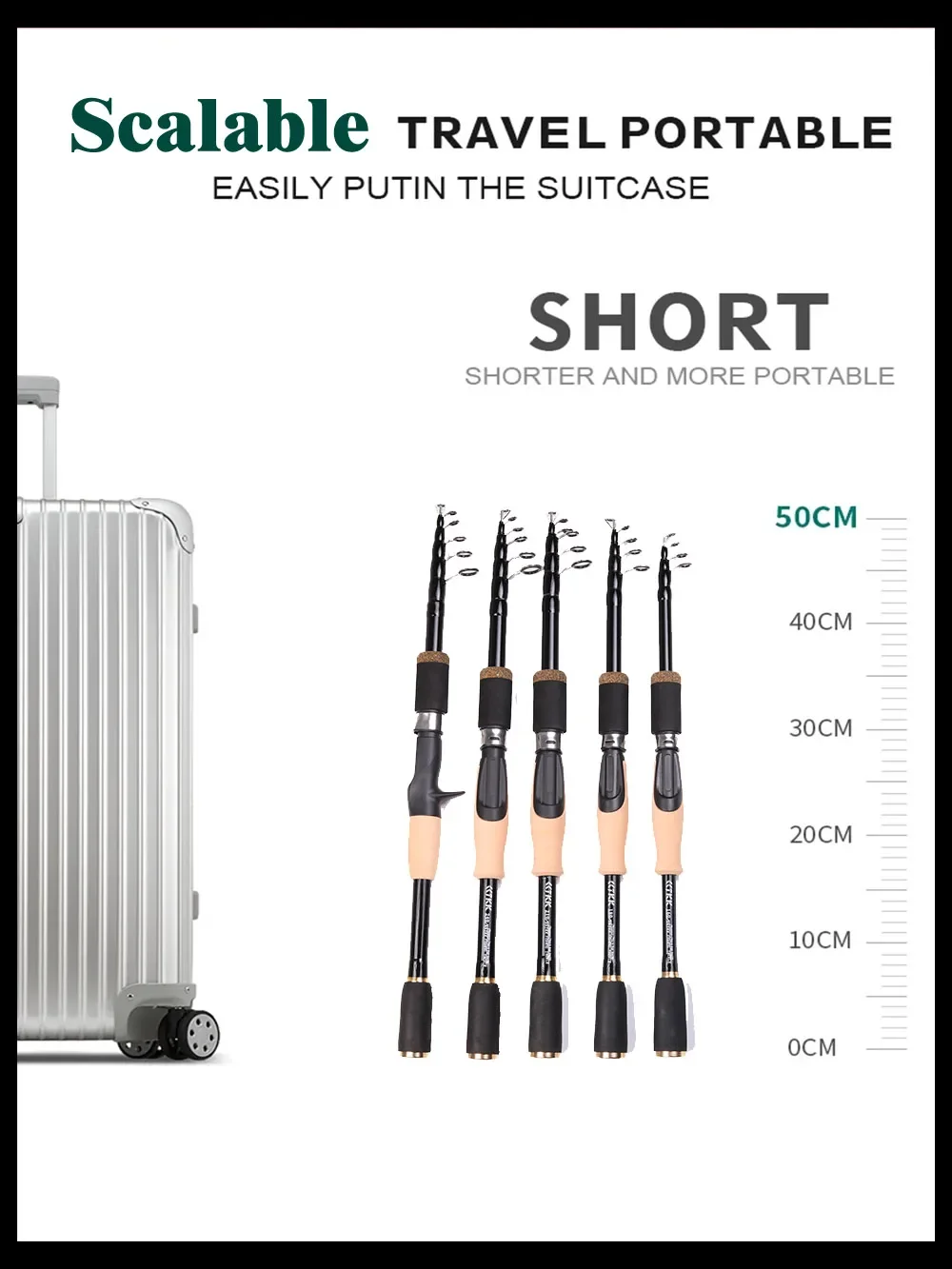 Cañas de pesca compactas y portátiles para viajes convenientes