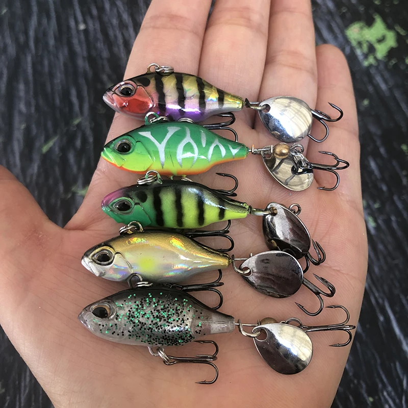1 Uds 35mm 7g cebo giratorio cebo de Pesca con hoja de cola giratoria Pesca VIB Spinner cebo Pesca Wobbler Pesca para lubina trucha 9035 - imagen 3