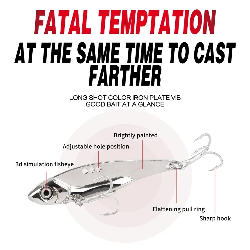 1 Uds Metal VIB 7g 10g 12g 14g 18g señuelo de pesca cuchara vibratoria Spinner Crankbait Bass cebo duro Artificial cigarra aparejos de pesca - imagen 4