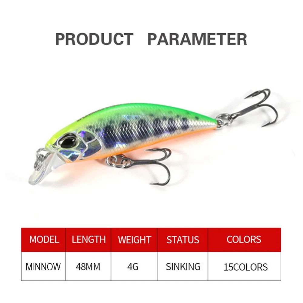 4,8 cm 4g señuelo de pesca Micro Minnow Wobbler RYUKI hundimiento cebo duro Artificial Jerkbait Swimbait pequeño flujo trucha cebo para lubina - imagen 4