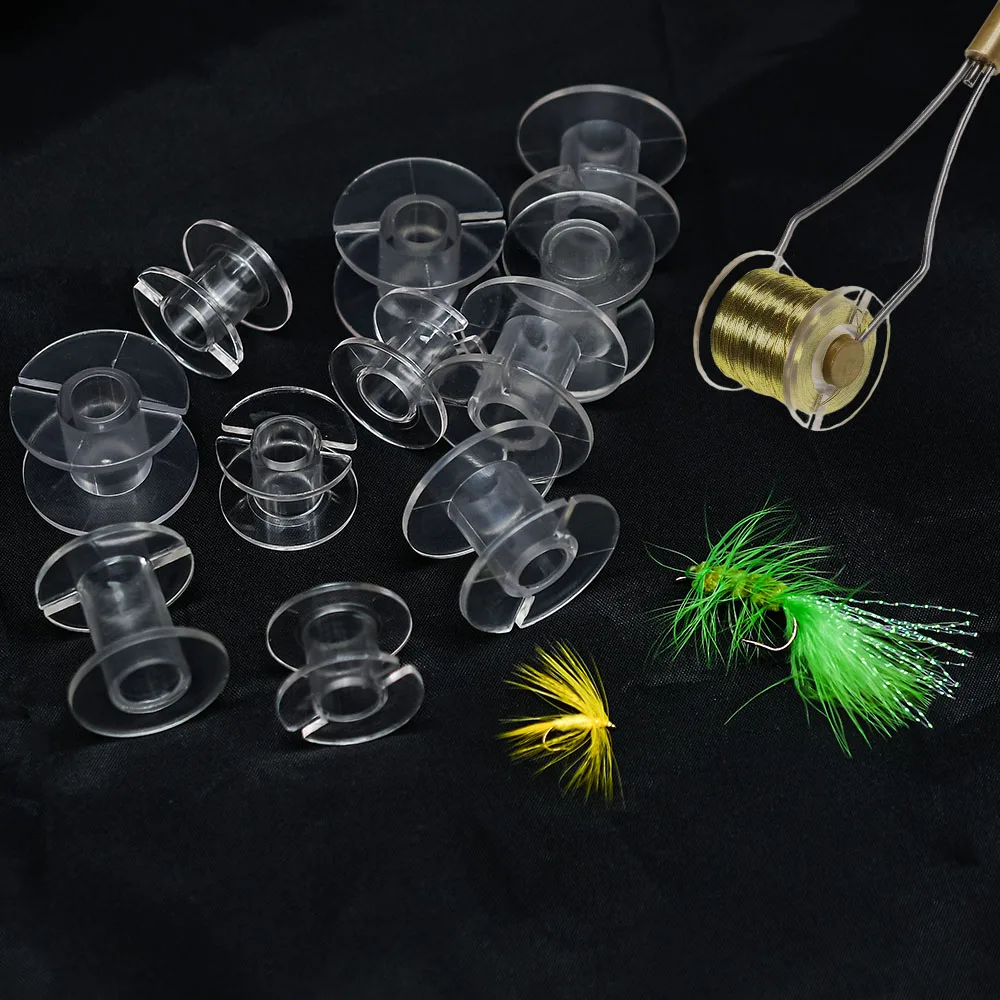 Bobinas vacías transparentes para máquina de coser, carretes de plástico transparente para pesca de moscas, herramientas de envoltura de Material, 10 Uds. - imagen 4