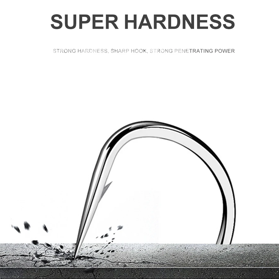 FISH KING-anzuelo de pesca de acero rico en carbono, anzuelo de púas, 50 Uds., anzuelo de gusano de cuerpo aplanado para lubina, accesorios de pesca de carpa - imagen 2