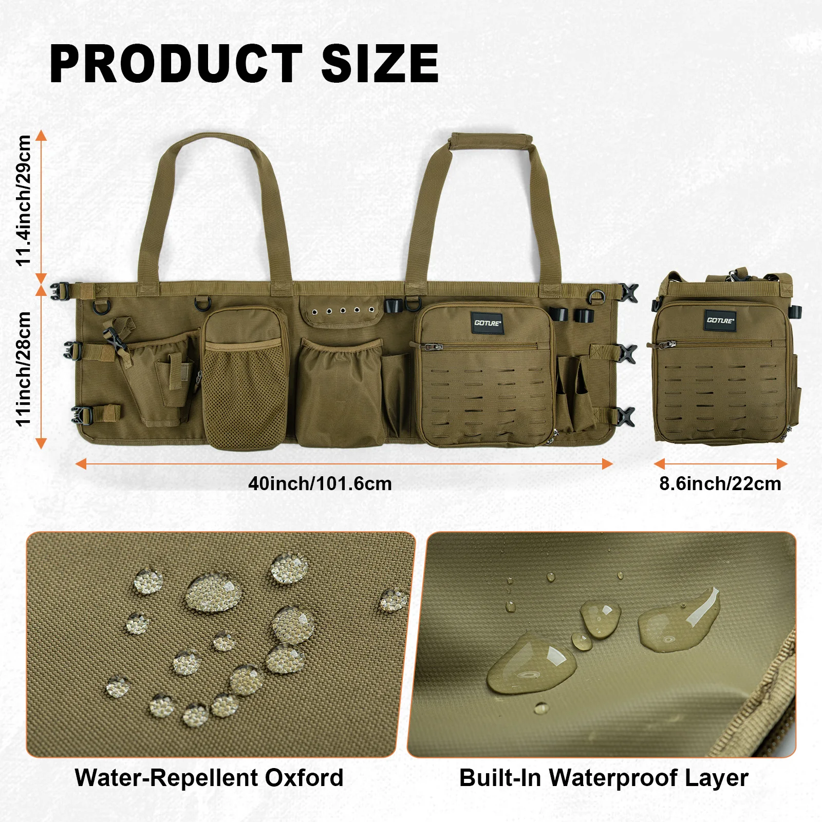 Bolsa pesca Oxford 900D Goture con estante para caña y multibolsillos - imagen 2