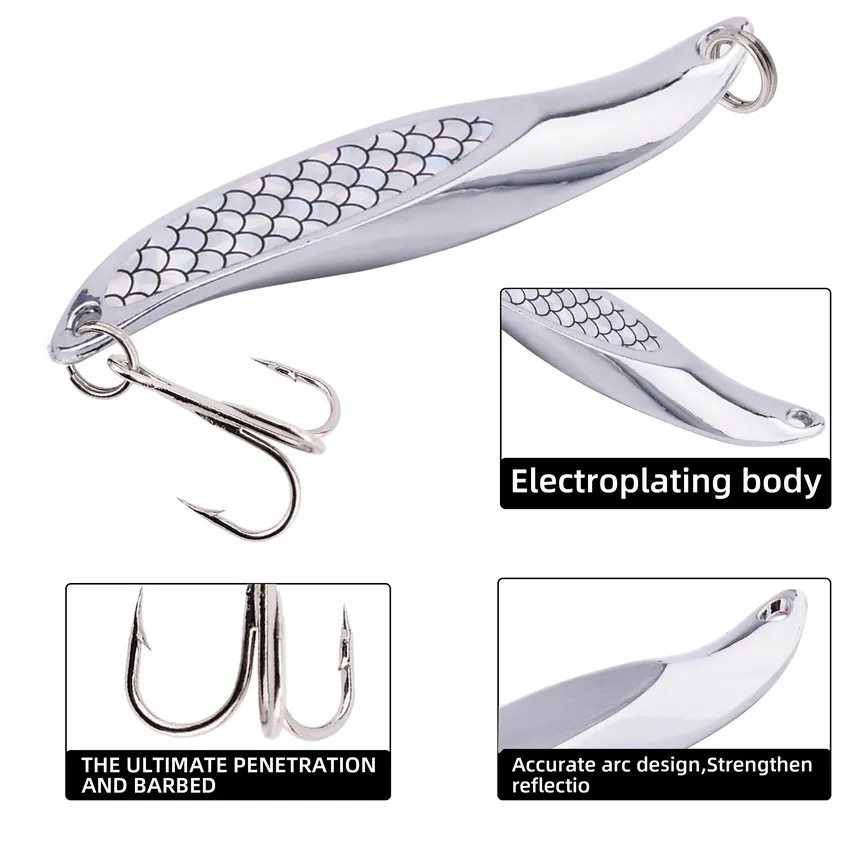 1PCS Silver-plated Metal Vib Spinners Spoon Lures With Laser Lure Sticker Artificial Fish Scale Skin Spoon Lure Hard Bait 5g-20g - imagen 5
