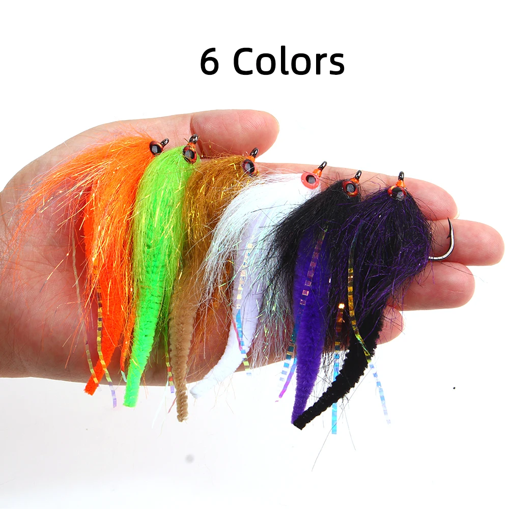 2 uds/6 uds. # Anzuelo para atar moscas, gran juego, cola de dragón pequeña, moscas, Lucio, almizcle, agua salada, cebo, pesca, 3/0 - imagen 5