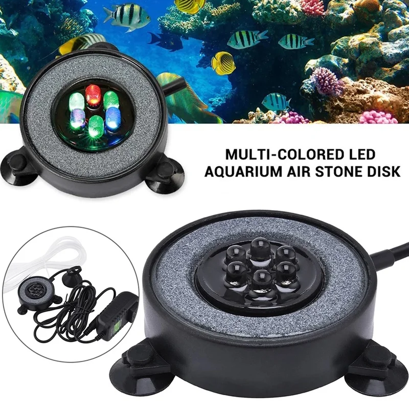 Luz LED impermeable que cambia de Color para acuario, lámpara redonda para decoración de burbujeador de pecera, luces Led para piscina, 1 ud. - imagen 3