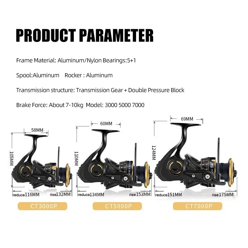 Carrete de pesca de lubina de agua salada Mavllos SHARK, relación 5,1: 1, potencia de arrastre, marco de Metal de 10kg, carrete de pesca de barco anticorrosión - imagen 2