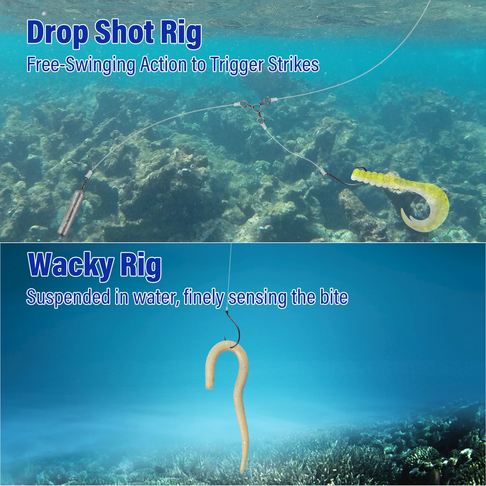 Anzuelos Drop Shot para Lubina Wacky y Finesse Alto Carbono Agua Dulce - imagen 2