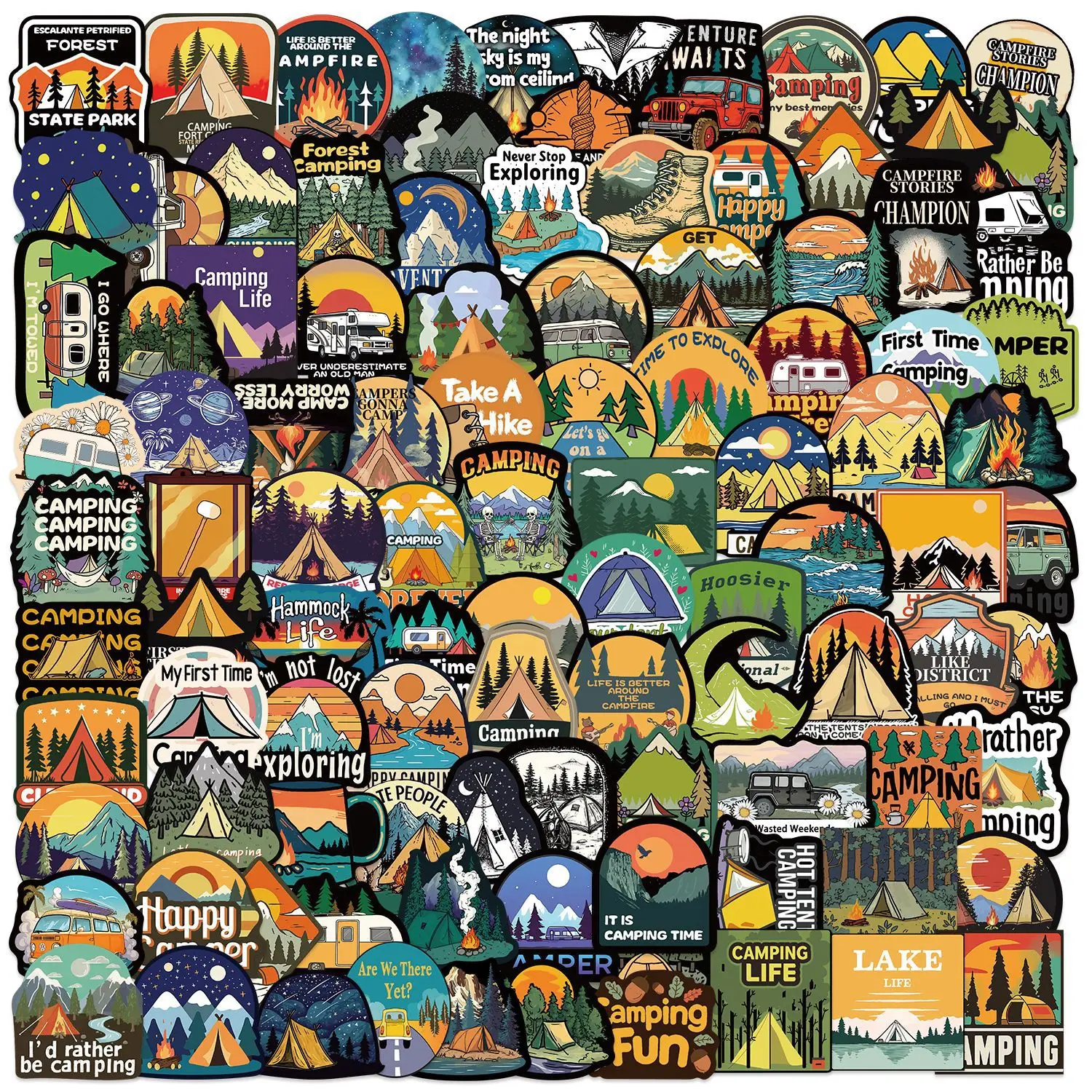 Pegatinas impermeables camping para maleta y portátil - imagen 3