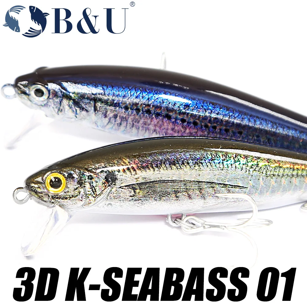 B & U 80mm hundimiento Minnow señuelo duro Jerkbait agua salada larga distancia de fundición Señuelos de pesca mar cebo Artificial Wobblers lubina - imagen 3